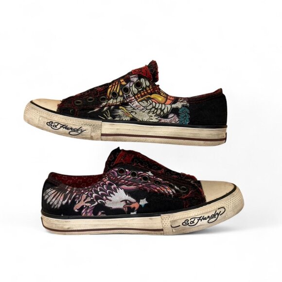 Ed Hardy Vintage Rare black and red low top sneakers - Picture 1 of 5